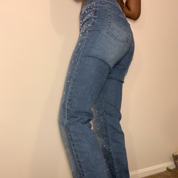 Denim - Wide leg Rhinestone  Pants